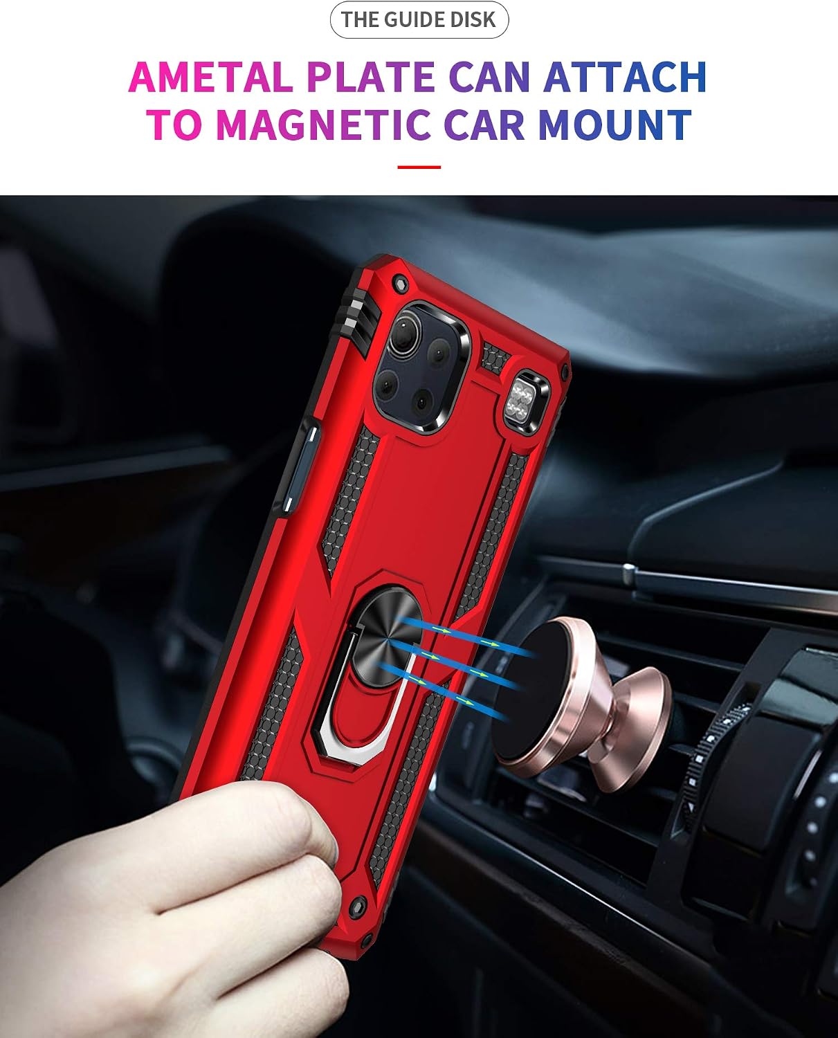 Androgate for LG K92 5G Case and HD Screen Protectors, Military-Grade Metal Ring Kickstand 15ft Drop Tested Shockproof Cover Case Compatible with LG K92, Green