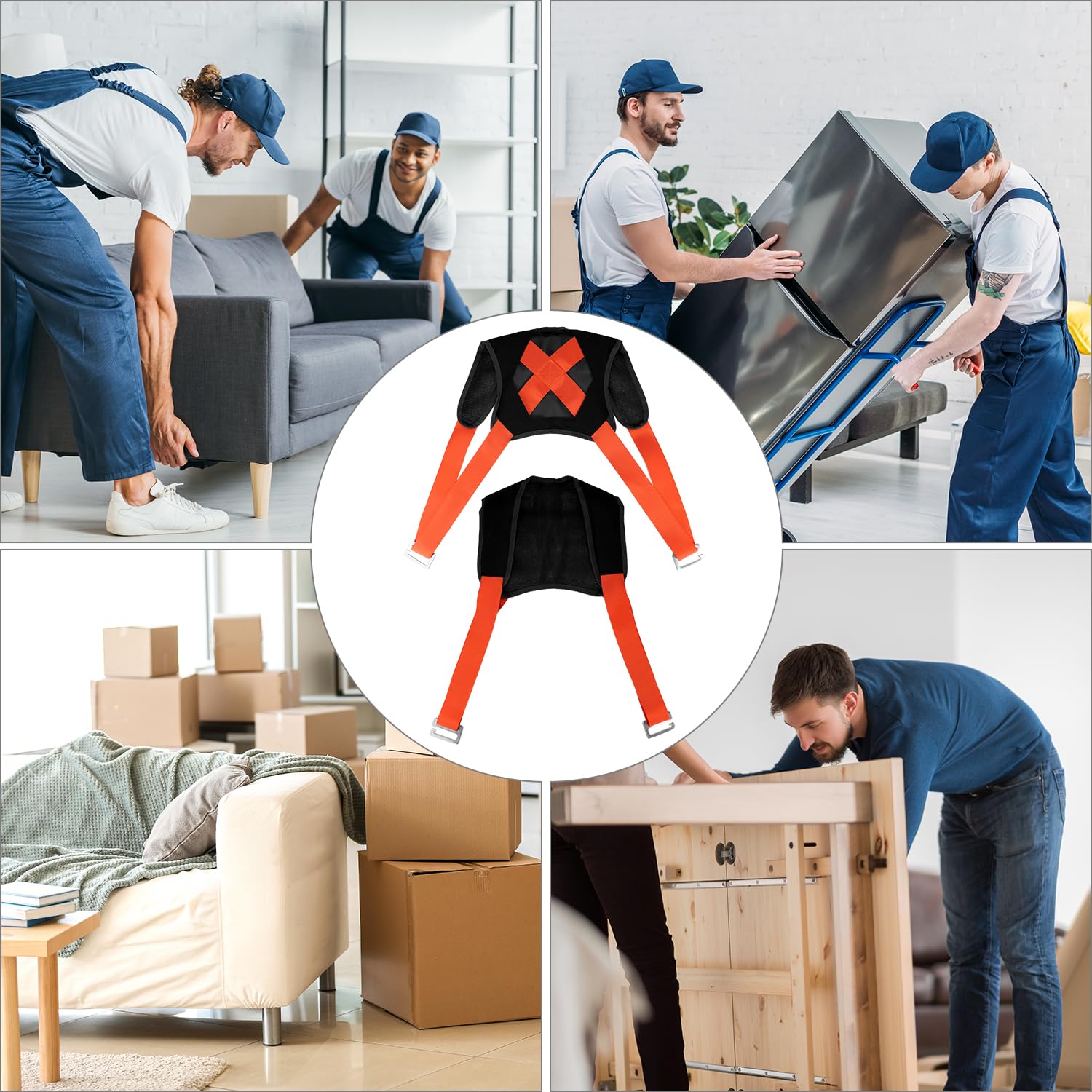 QWORK® 4 Pièces Sangles de Levage, Sangle demenagement capacité de Charge 200 kg, réglable pour Meubles et appareils électroménagers