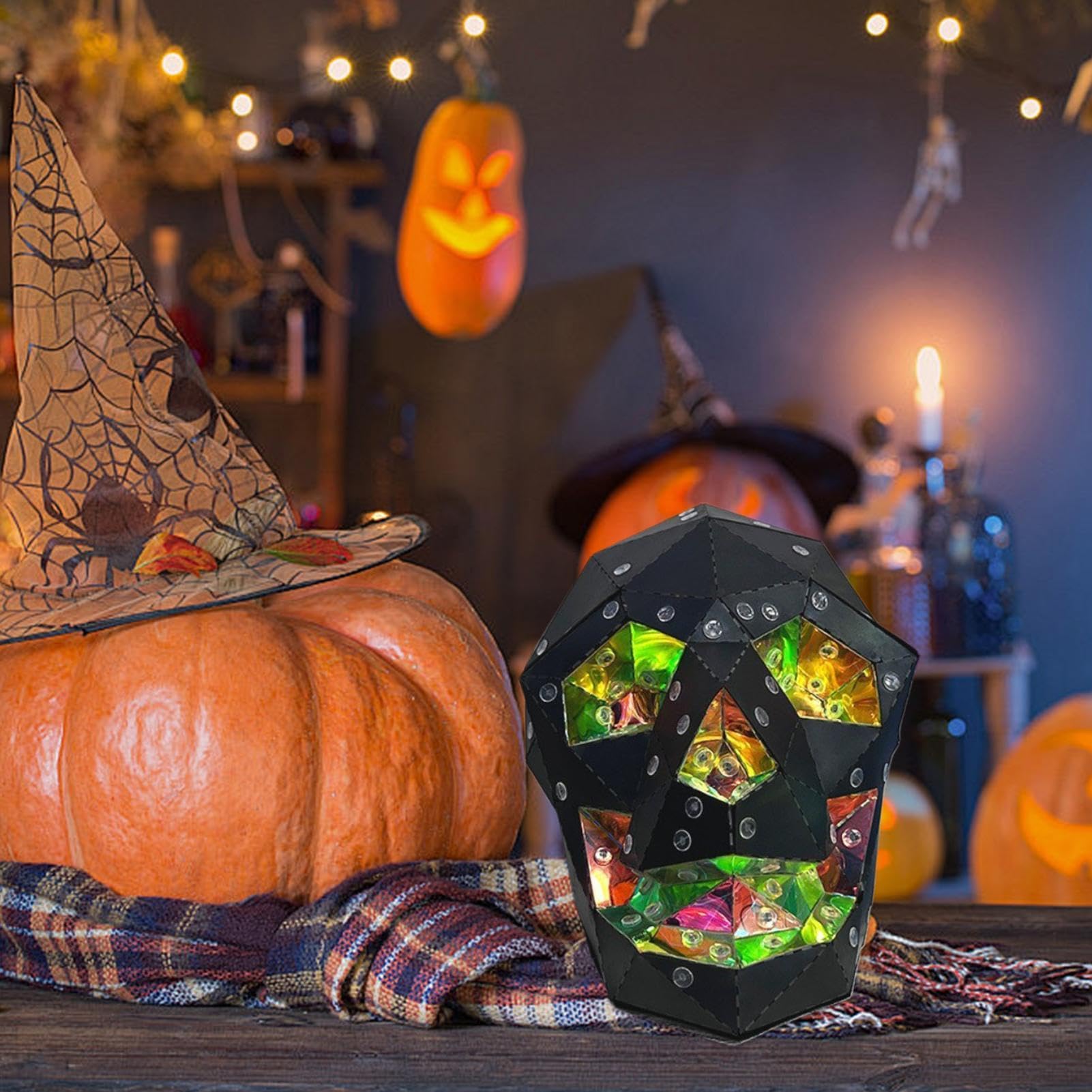 Lampada Teschio Forma Poligonale Prismatica LED Luce Decorazione Halloween
