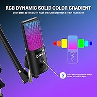 Vista 4 de FDUCE Micrófono USB para juegos RGB, micrófono condensador con silencio, ganancia, monitoreo, brazo de boom para transmisión, podcast, Twitch