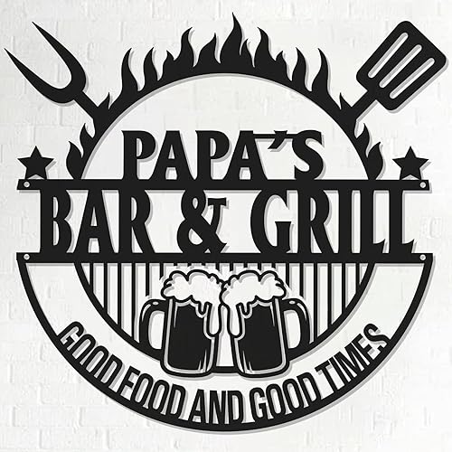 Miniatura 70 de Letrero de metal personalizado para barbacoa, letrero con nombre de bar personalizado para patio trasero, decoración de parrilla al aire libre,