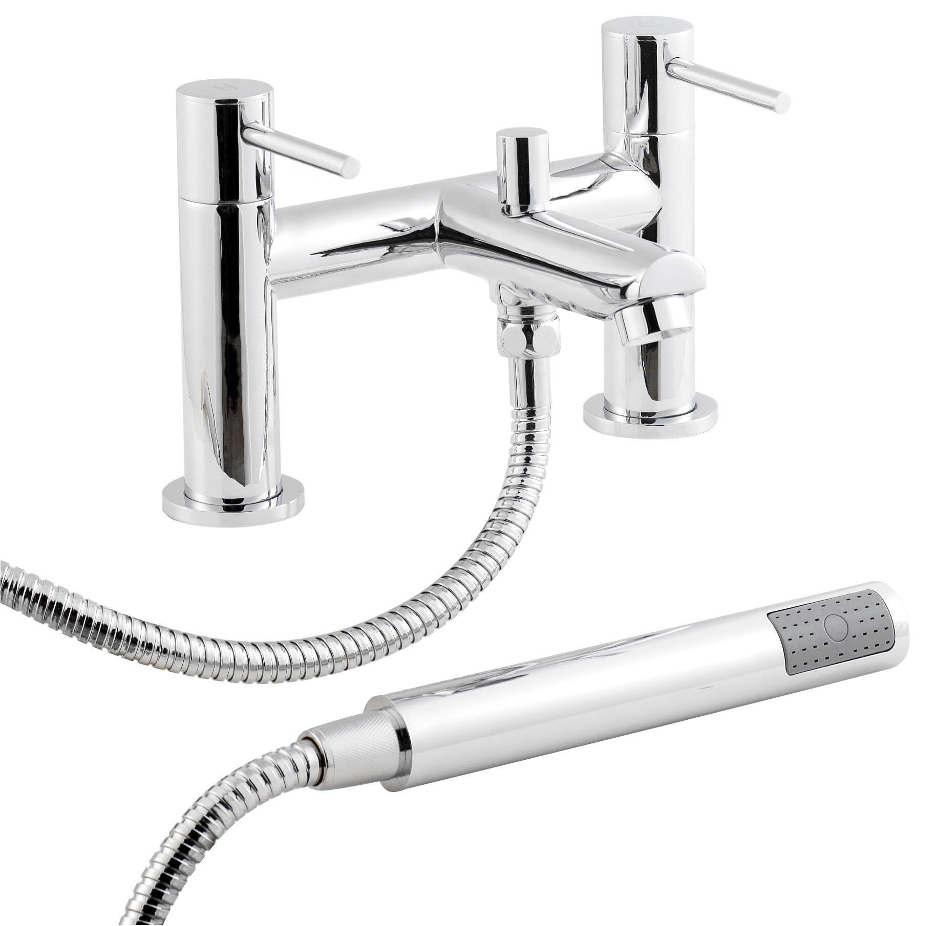 Balterley Bradnop Round Deck Mounted Bath Shower Mixer Tap With Shower Kit - Chrome