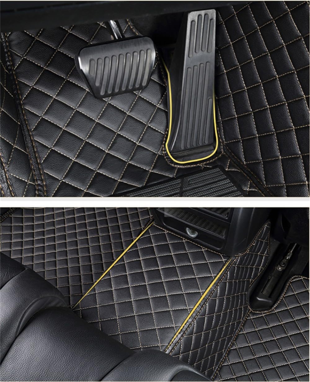 Custom Car Floor Mats FIT for Nissan Altima，Sylphy,Juke,X-Trail，Qashqai,Murano etc 2003-2023 Car Full Coverage Pads Protection Non-Slip Leather Floor Liners (Black Rice + White)