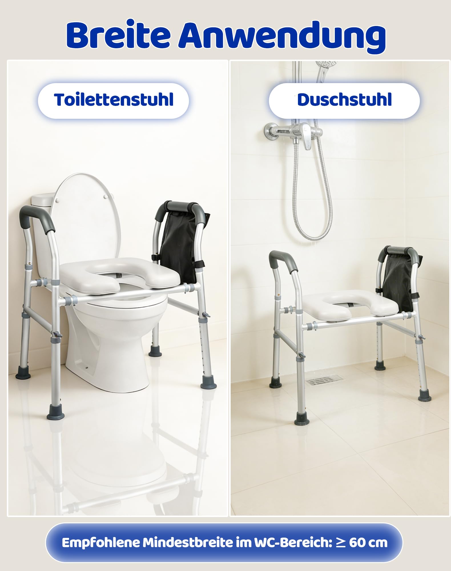 Toilettensitzerhöhung mit Armlehnen WC Sitzerhöhung Aufstehhilfe Toilettenaufsatz für Senioren Erhöhter Toilettensitz mit verstellbarer 8-Stufen Höhe/4-Stufen Breite Toilettenerhöhung bis zu 180kg