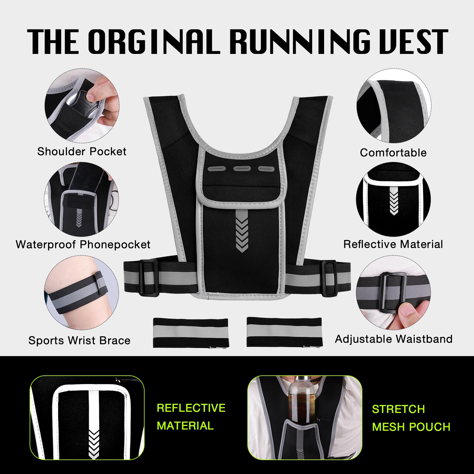 Laufweste Mit Telefonhalter - Leichte Sportweste Mit 4 Taschen