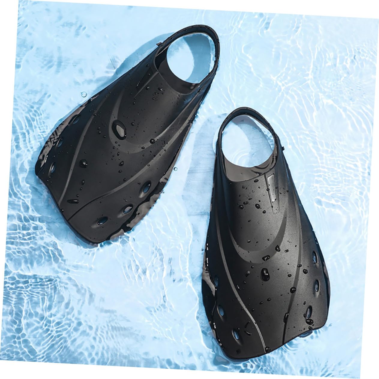 Cabilock Aletas Cortas Ajustables para Natación y Buceo Diseño Ergonómico con Suavidad Moderada para Entrenamiento y Snorkel para Hombre y Mujer Negro