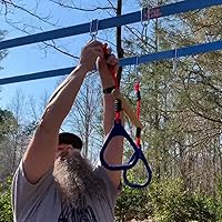 Vista 5 de Lily's Things Barra de Columpio de Trapecio con Anillos de Gimnasia Accesorios Ninja Warrior para Curso de Obstáculos Ninja Slackline Accesorios