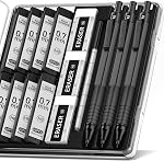 Four Candies 0.7mm Ensemble de crayons mécaniques avec boîtier, 3PCS Crayon de plomb d'artiste en métal avec 8 Tubes (480PCS) HB Recharges au plomb, 3 Des effacements, 9 Recharges d'effacement pour l'ingénieur Écriture d'art Dessin de dessin, noir