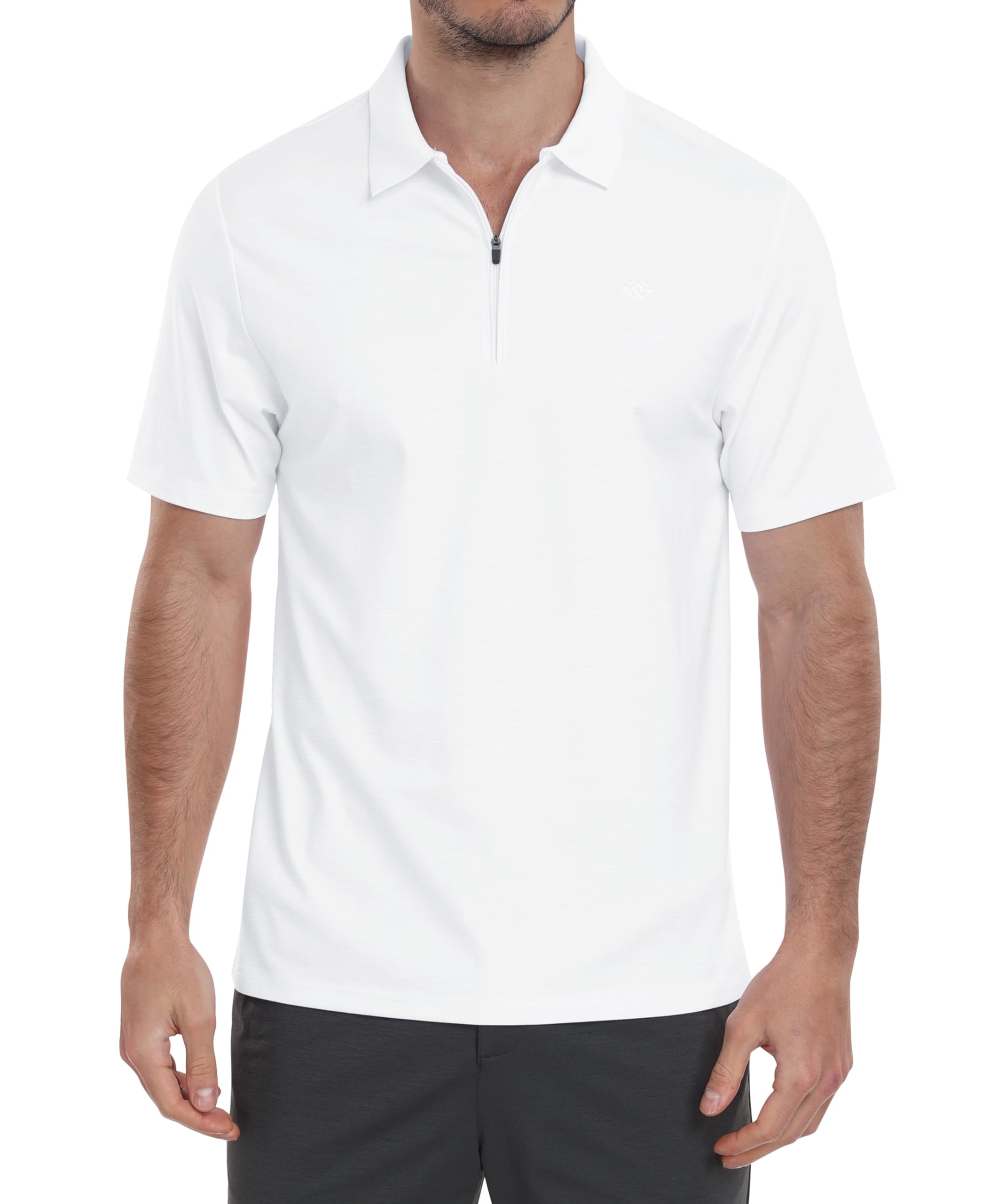 MoFiz Herren Poloshirt Kurzarm Baumwolle Polohemd Verdeckter Reißverschluss Kragen Atmungsaktiv Sommer Sport Golf Polo Arbeitsshirt