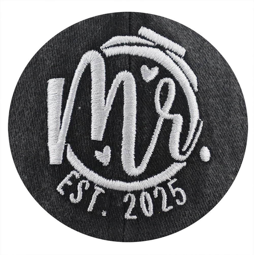 2PCS Matching Mr and Mrs EST 2025 Hats for Couple Gifts, Adjustable Cotton Vintage Embroidered Baseball Caps - Image 7