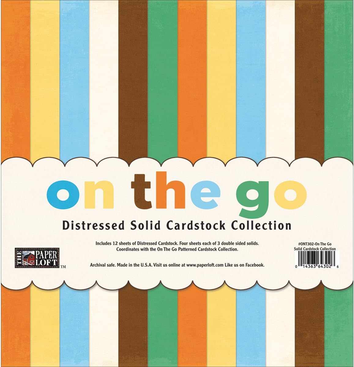 Paper Loft The Paper Loft Cardstock Pack, 12 x 12-Inch, On The Go Distressed Solids, 12-Pack