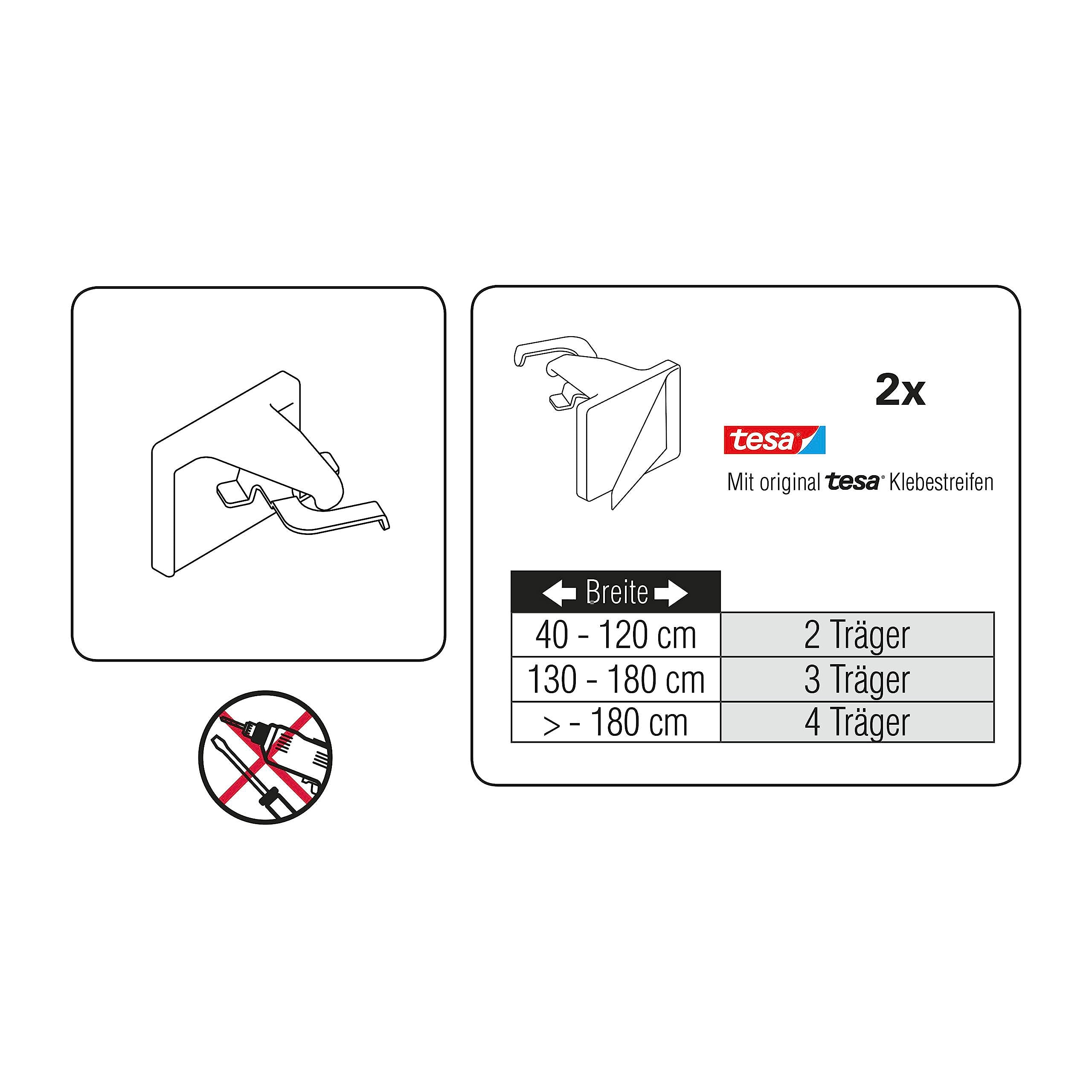 GARDINIA Set di Supporti Adesivi per Veneziane, Supporti da Montare sull'Anta della Finestra, 2 Pezzi, Plastica/Metallo, Nero
