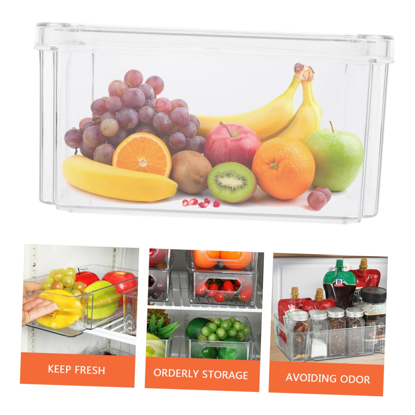 Cabilock 3 piezas Cajas Transparentes para Frigorífico Organizadores Multiusos de Almacenamiento Resistentes de Pet para Frutas Verduras y Alimentos Frescos Ahorro de Espacio Cocina