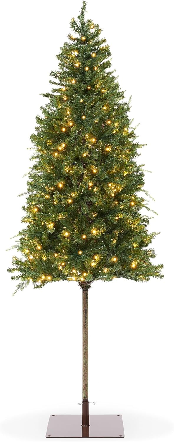 Casafield 6.5FT Pre-Lit Realistic Pencil Alpine Fir Artificial Holiday Christmas Tree with LED Lights and Metal Stand