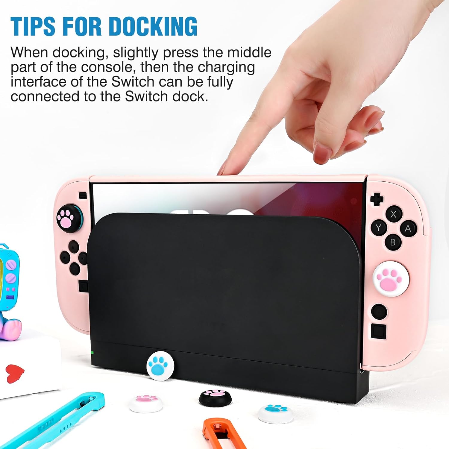 DLseego Protective Hard Case for Nintendo Switch 2 (2025), Slim PC Grip Cover for Joy Con, Detachable JoyCon Controller Protectors-Shockproof & Scratch-Resistant Console Shell, 6 Thumb Grips - Pink - Image 3