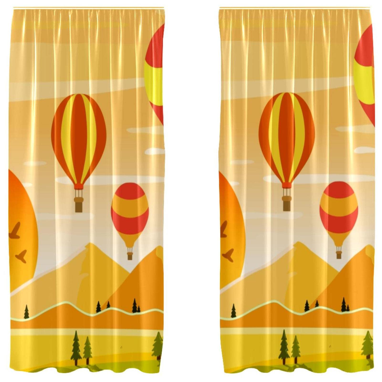 Cortinas amarillas de globos para habitación infantil alegre y luminosa