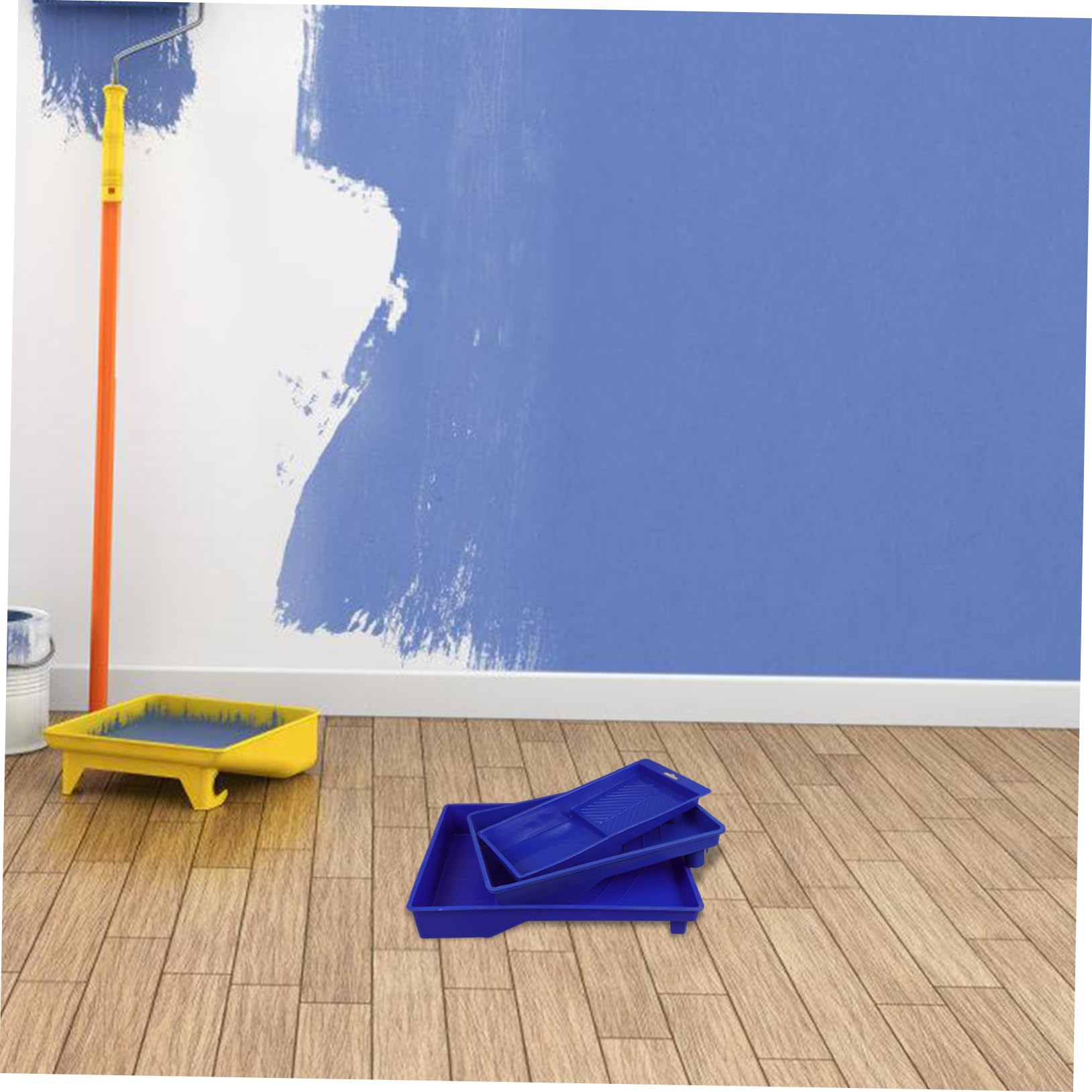 Bandeja para Pintura de 3 Piezas, Polipropileno Azul, Fácil Limpieza