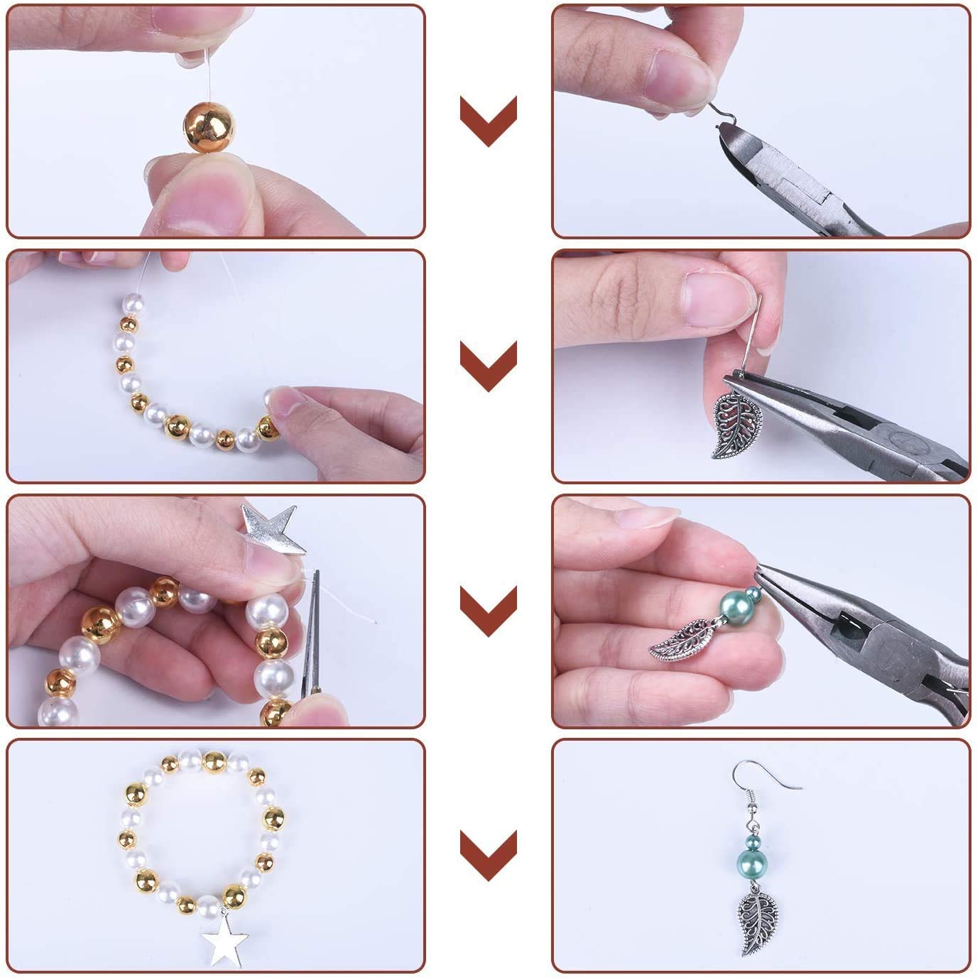 Kit Per Creazione Gioielli Lumirelle – 1200 Perline Di Cristallo In 20 Colori, Pinze E Accessori Inclusi