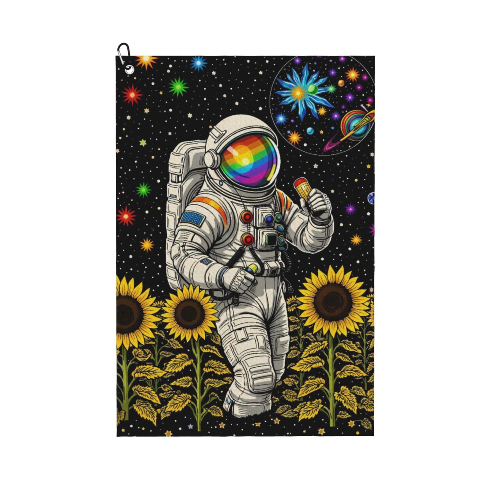 BSDFGSDD Space Astronaut Sunflower Rainbow Art Golf Towel 24 x 16 inches