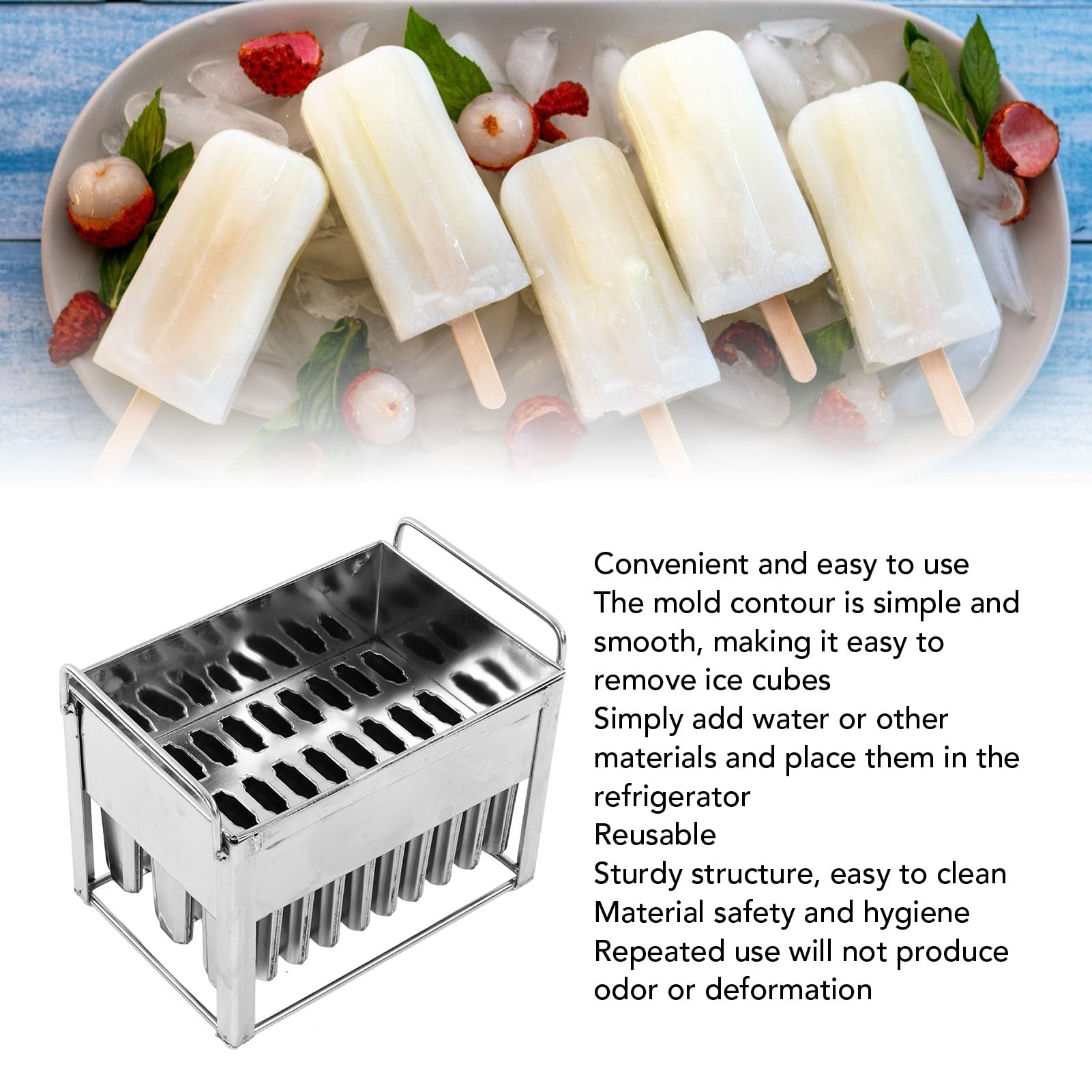Acouto Molde para Helados de Paletas, Máquina para Hacer Paletas de Hielo de Acero Inoxidable, 30 Moldes para Helados DIY para Golosinas Congeladas, para Niños y Fiestas