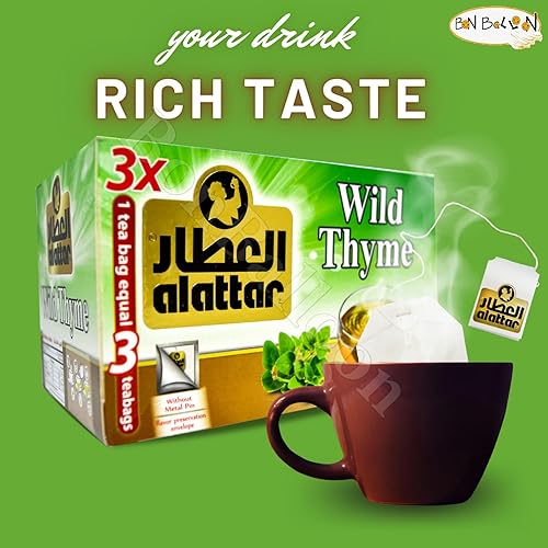Miniatura 7 de (20 bolsas) AlAttar Tomillo Salvaje Zaetar Té Zaatar Secado Premium Hierbas Egipcias Hierbas Hierbas Naturales Orientales Árabe Sabor Fuerte Sin