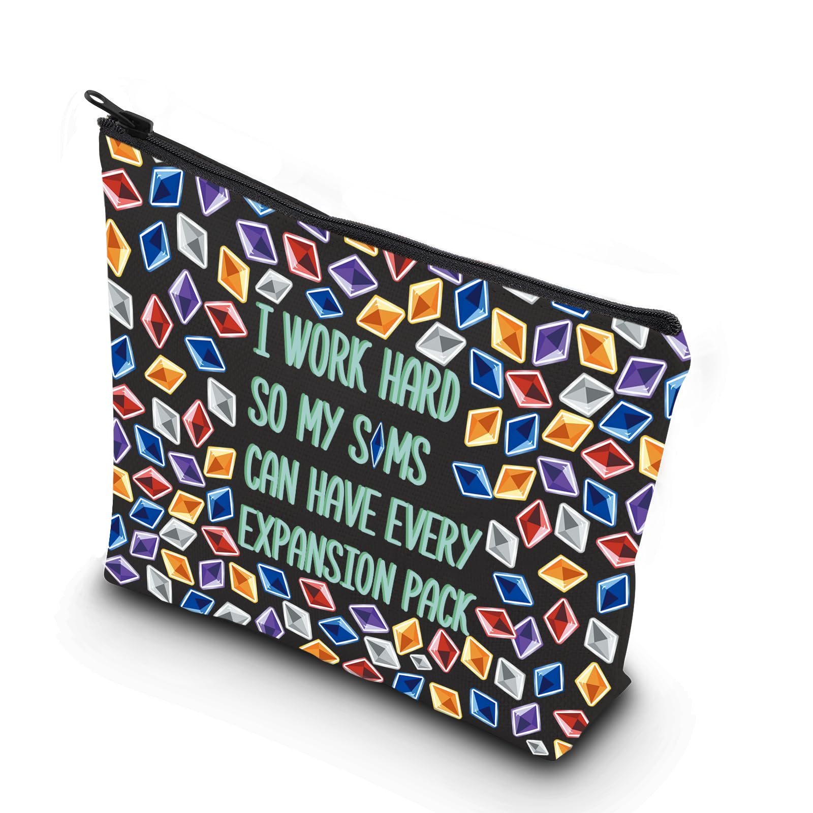 WCGXKO Video Game Gift Game Merchandise Funny Gaming Makeup Bag For Gamer (I WORK HARD)