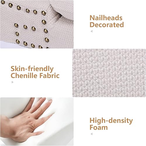 Miniatura 6 de Aoowow Juego de 2 sillas de comedor modernas, sillas de tela para cocina, comedor, silla auxiliar tapizada acolchada de doble capa con respaldo