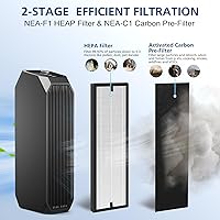 Vista 3 de Filtro de repuesto HEPA NEA-F1 para purificador de aire Eureka NEA120 y para Toshiba Smart WiFi Air Puri-fier CAF-W36USW - Paquete de 2 filtros HEPA