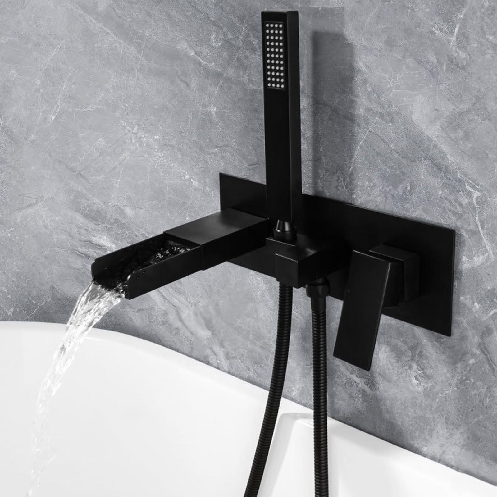 Mitigeur de bain-douche jet cascade en laiton avec commande unique or brossé - 8