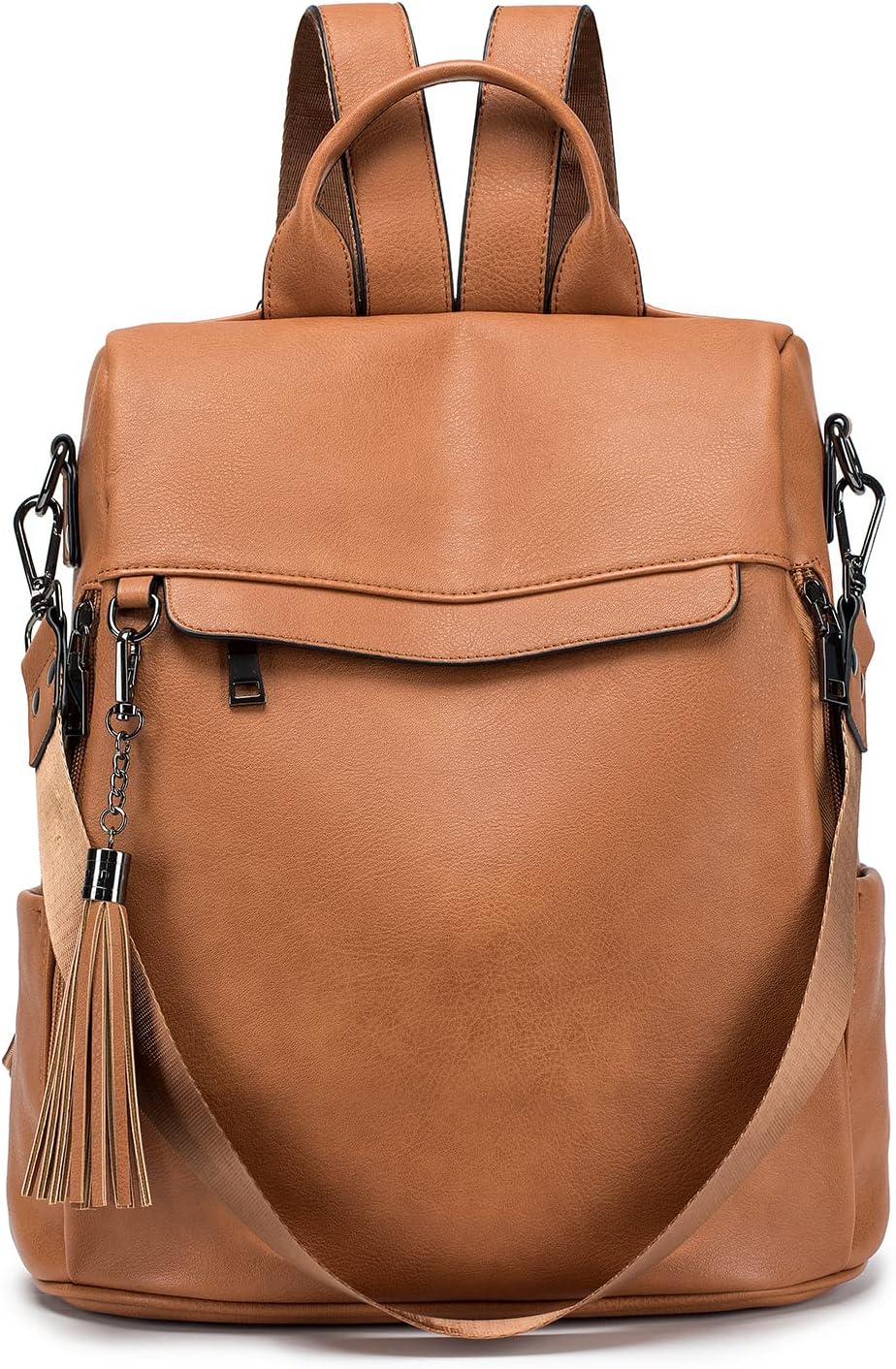 RoulensBackpack Purse for Women PU Leather Anti-theft Fashion Travel College Ladies Shoulder Bags with Tassel