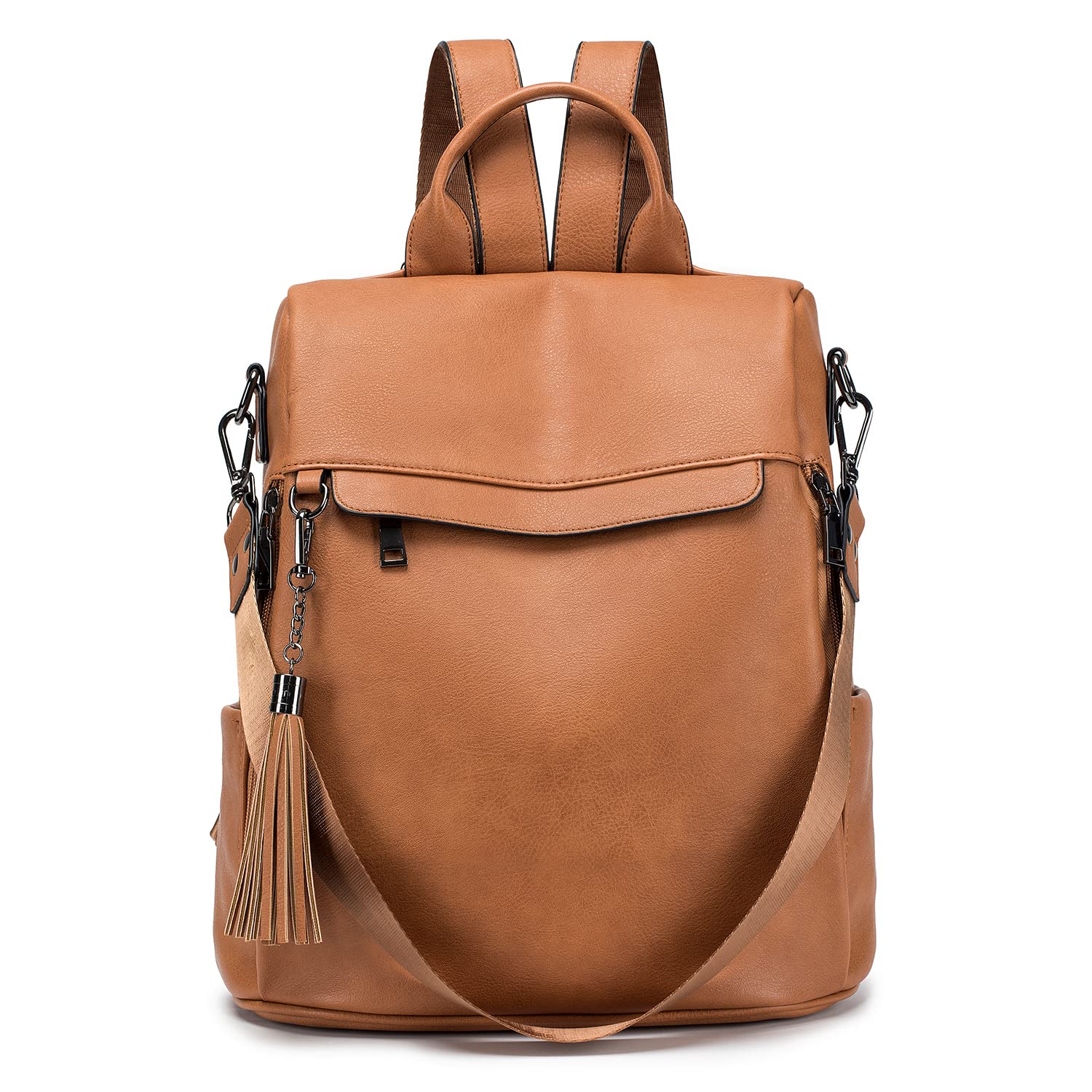 RoulensBackpack Purse for Women PU Leather Anti-theft Fashion Travel College Ladies Shoulder Bags with Tassel