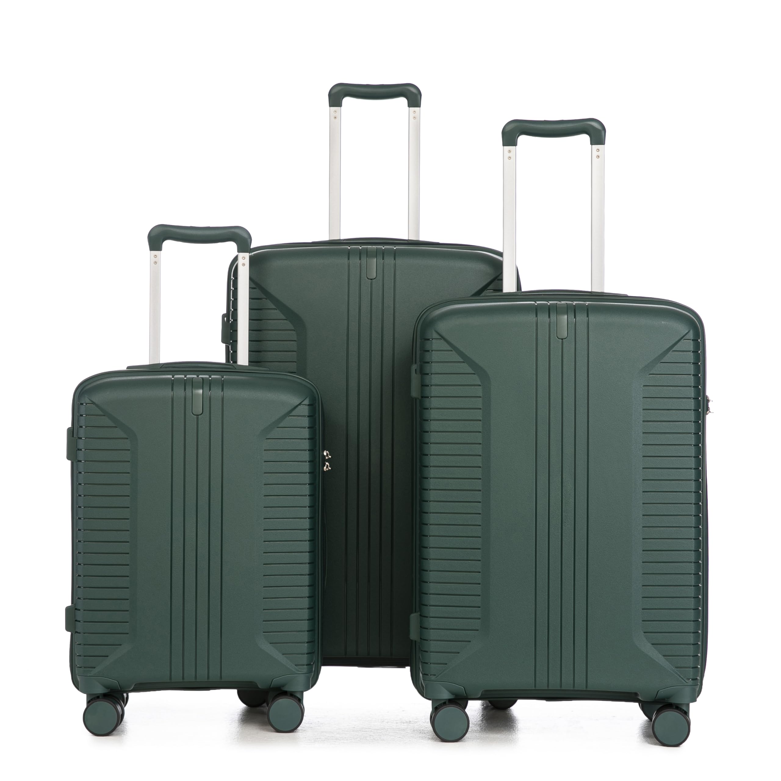 LIFEISLE Hartschalen-Koffer Trolley Handgepäck Rollkoffer, Reisekoffer Set mit 4 Rollen, 3er Gepäckset, Dunkelgrün