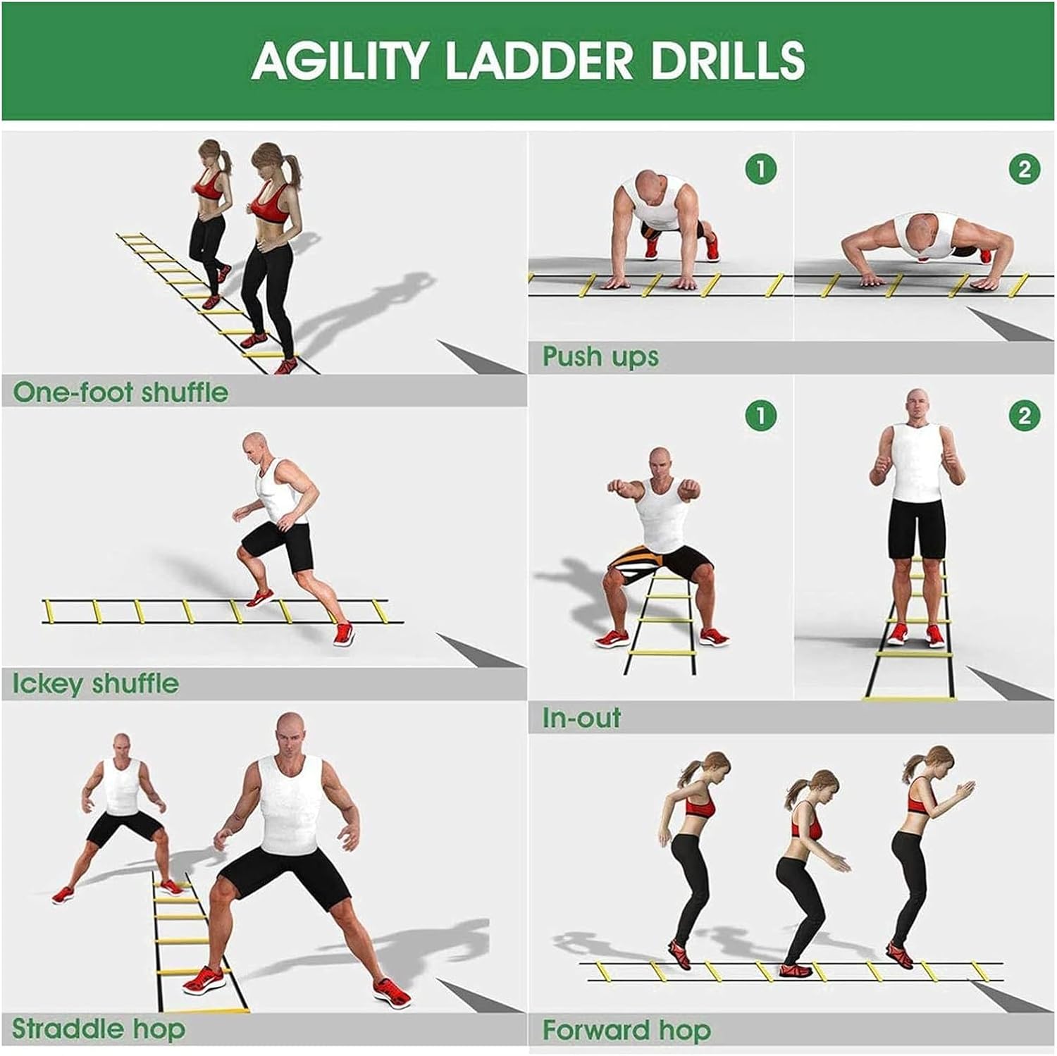 Agility Ladder Sports Fitness Training Set, for Indoor/Outdoor Adults Training, Witn Running Resistance Parachute