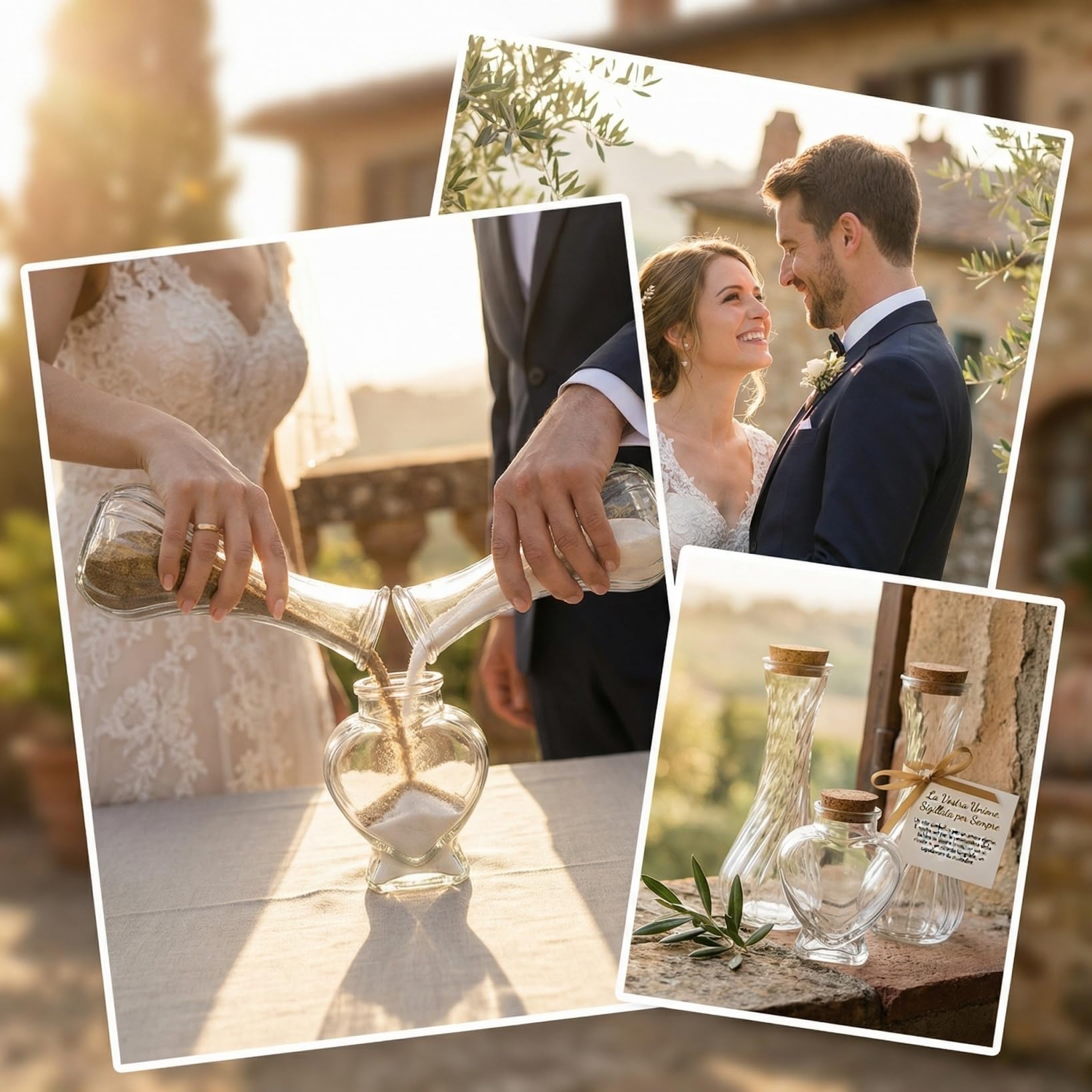 ifundom 3-Teiliges Glas Flaschen Set Hochzeit Sandzeremonie Mit Herzflasche 75Ml Und Schraubflaschen 130Ml Dekoratives Aufbewahrungsset Für Wünsche Und Diy Kunstdeko