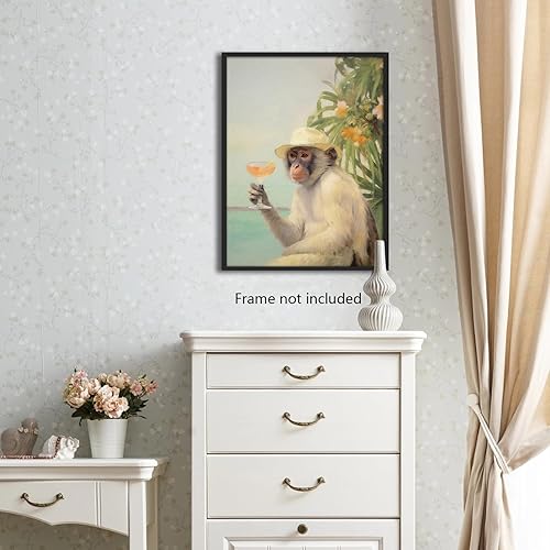 Miniatura 7 de Yuaruo Funky Monkey - Lienzo decorativo para pared, póster estético retro para sala de carrito de bar, lindo estampado de pintura de animales, lindo