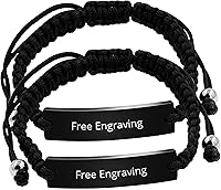 Vista 14 de Uloveido Juego de pulseras hechas a mano con placa de identificación de acero inoxidable de titanio para él y ella