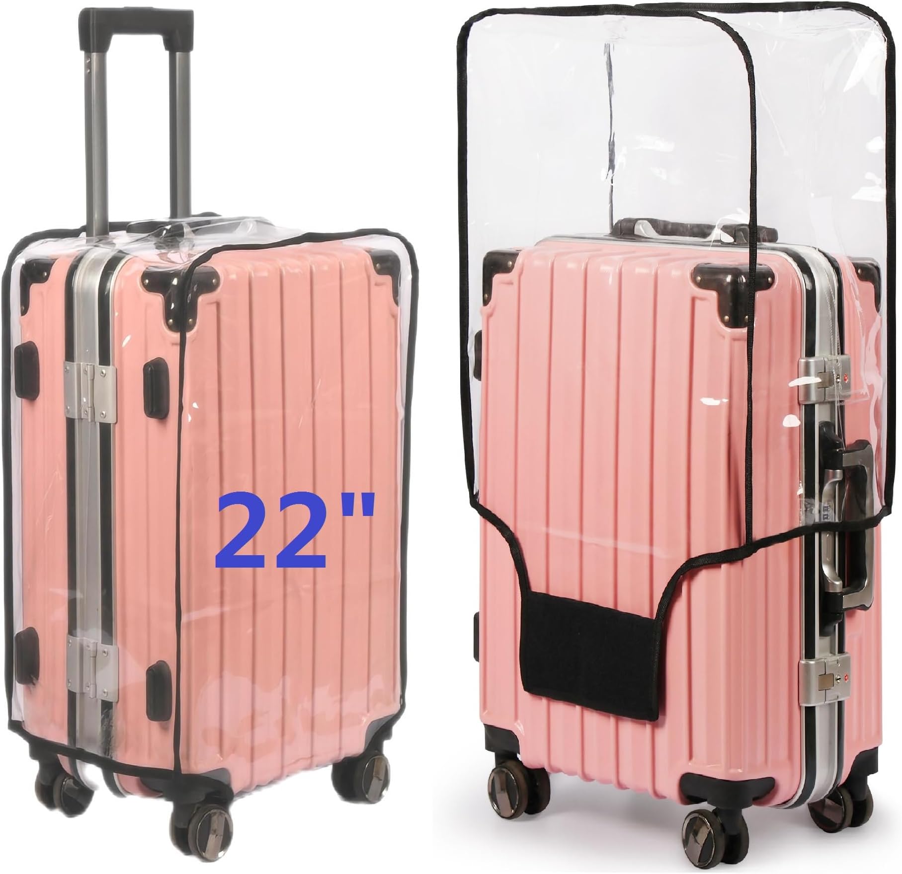 Clear PVC Suitcase Cover - Thickened Waterproof Luggage Protector, Full Transparent Dustproof Sleeve for Wheeled Suitcases (22")