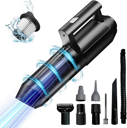 Miniatura 8 de Aspiradora de mano inalámbrica, 120 W de alta potencia 7000 Pa succión Mini aspiradora de coche recargable, aspiradora portátil 4 en 1 con múltiples