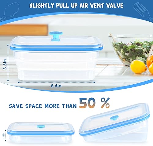 Miniatura 4 de Recipientes plegables para almacenamiento de alimentos, silicona premium, sin BPA, apto para microondas y horno con tapas, para viajes, campamento o