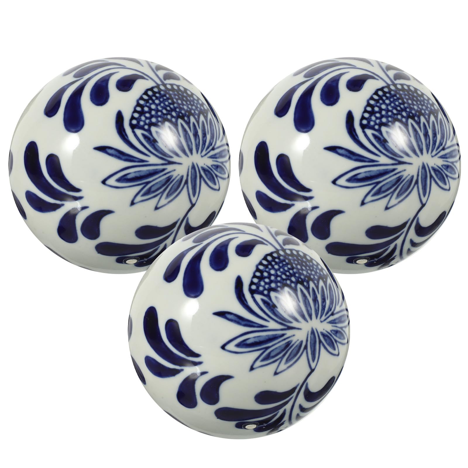Boules décoratives en céramique bleue HEMOTON x3 pour bassin et aquarium