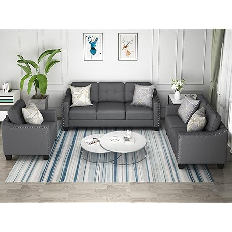 P PURLOVE Sofá Seccional para Sala de Estar, Juego de Sala Seccional...