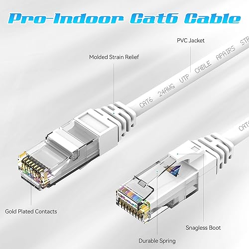 Miniatura 4 de Cable Ethernet Cat6 de 30 pies, cable de conexión Cat 6, cable de Internet Cat6, cable de red UTP, para interiores y exteriores, PoE, 24AWG CCA,