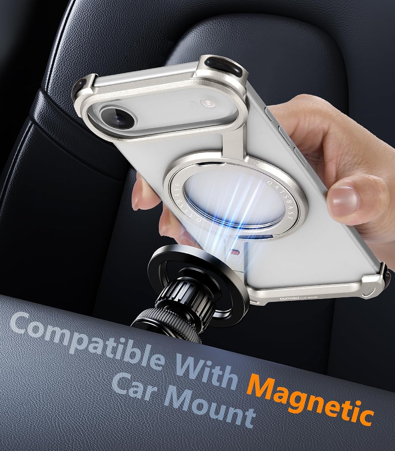 Z Case for iPhone Air Phone Case,Frameless Metal with Ring Stand,360°Rotating Magnetic Kickstand Protective Cover,Slim Shockproof Thin Bumper Cases for iPhone 17 Air Cover(Silver)