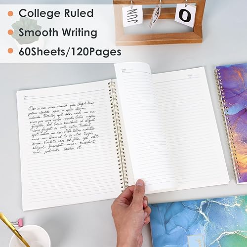 Miniatura 5 de LABUK Paquete de 3 cuadernos en espiral con rayas universitarias, cuadernos estéticos para el trabajo, escuela, oficina, hogar, 3 x 120 páginas