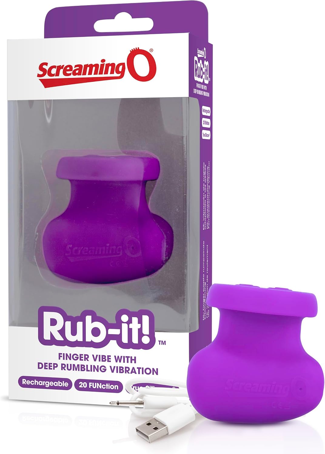 Screaming O Bullet Vibrator for Women, Rechargeable Rub-It, Purple, 1ct | Mini bullet vibrator for clitoral stimulation; rechargeable, 20 vibration modes, waterproof, whisper-quiet