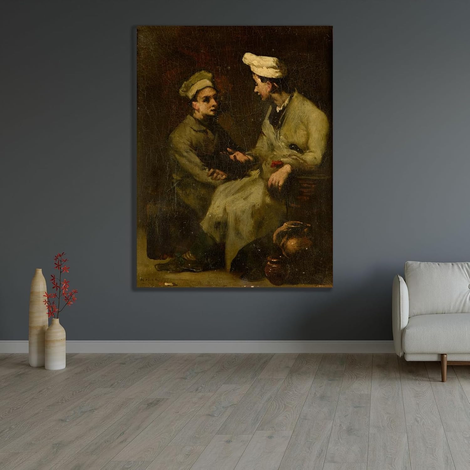 ArtDirect Scène de cuisine Custom Framed Art Print Giclee Print or Canvas Options with Various Sizes and Customization by Théodule Ribot