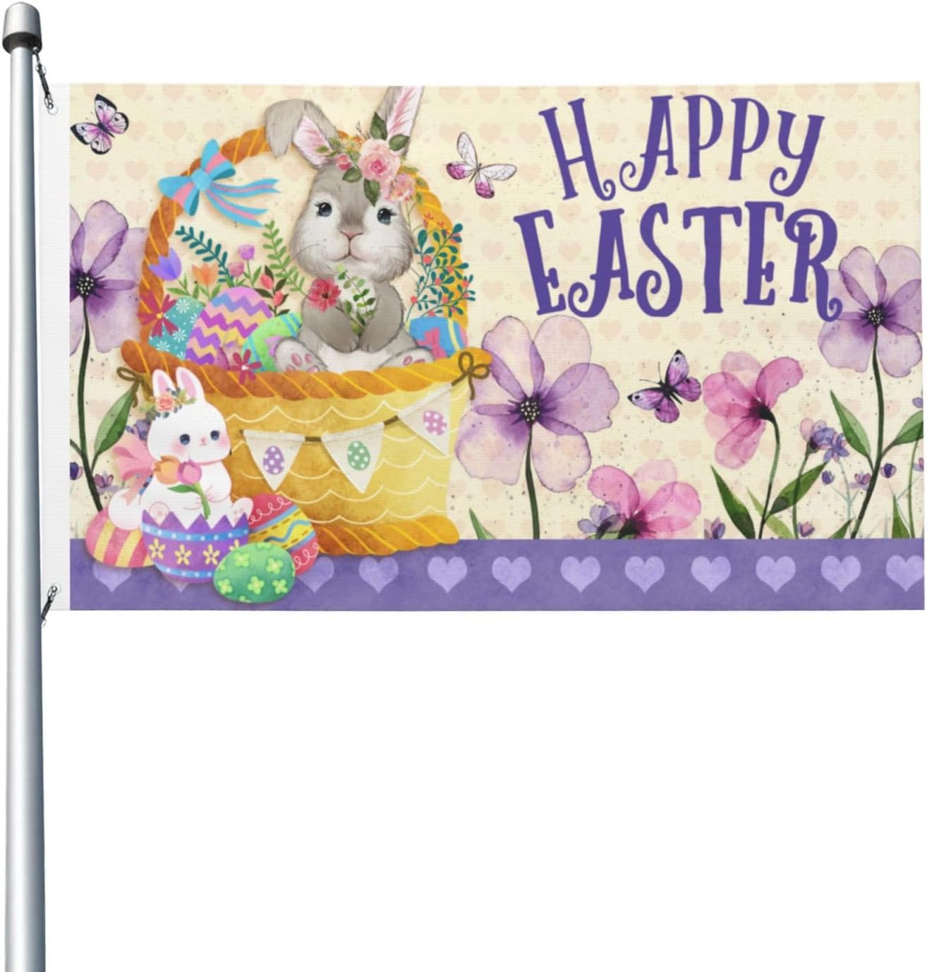 Eggs Rabbit Easter Flag Flags for outside 3x5 Ft Garden Flag Farmhouse Yard Indoor/Outdoor Decoration Banner Decor Gifts