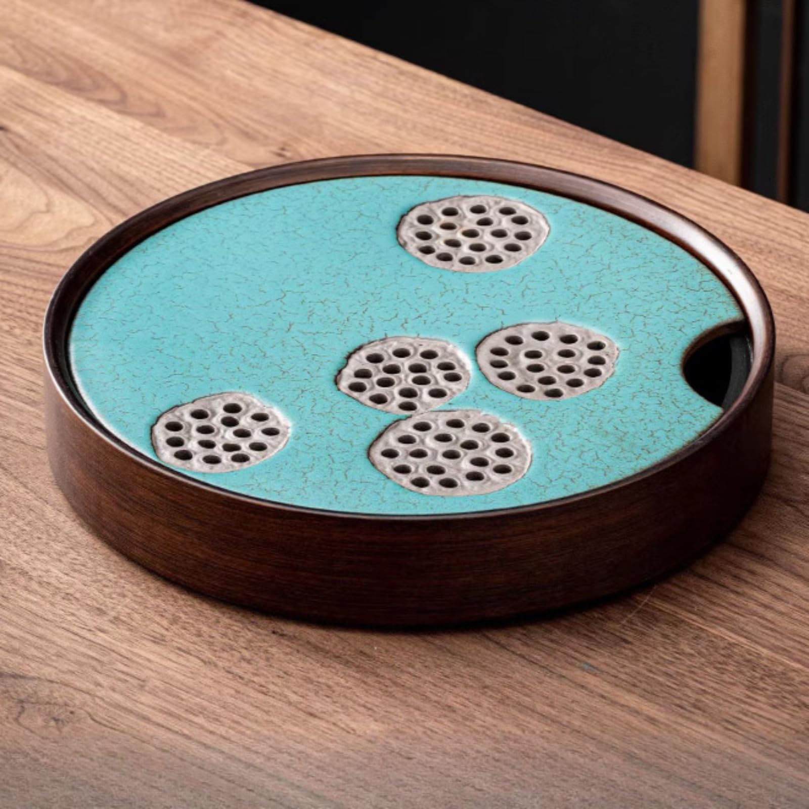 Plateau à thé en céramique style chinois 29,5cm pour service Kungfu traditionnel