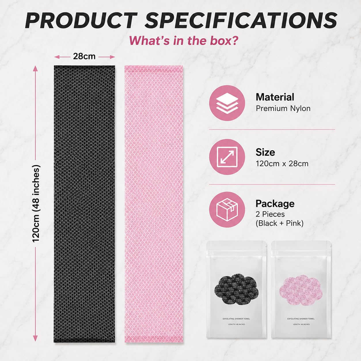 Peeling Duschtuch, 120 x 28 cm Extra Lang Antibakteriell, Exfoliating Antibacterial Shower Towel, Doppelseitiges Badezubehör, Afrikanische Netz Schwamm für Männer und Frauen