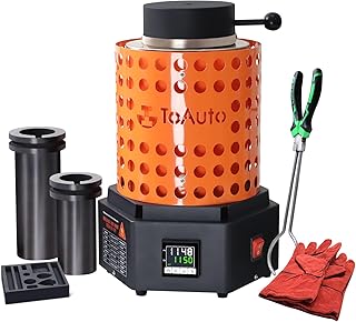 TOAUTO TRF3000 Resistance furnace 1+3KG Gold Melting Furnace 1800W 2102°F Digital Smelting Furnace Kiln Kit Tool with Graphite Mold for Jewelry Recycling Melt Scrap Copper, Gold, Silver, Aluminum 110V